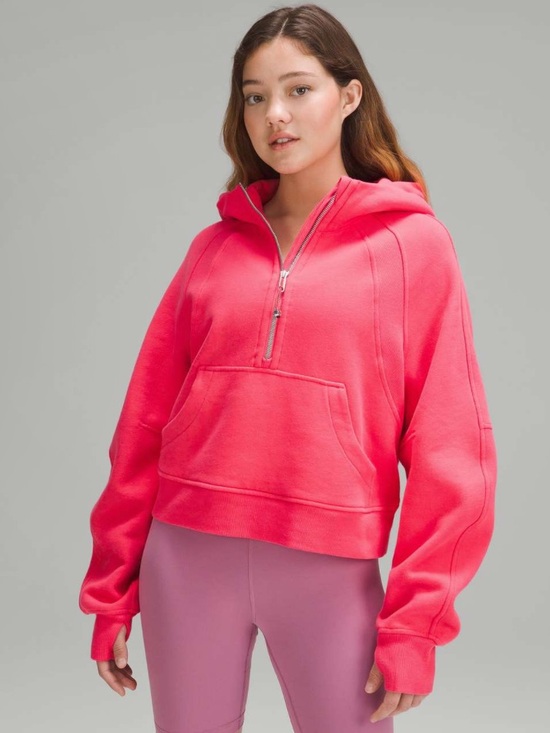lululemon athletica Tops - lululemon 1/2 Zip Cropped Scuba Hoodie - Lip Gloss Pink M/L